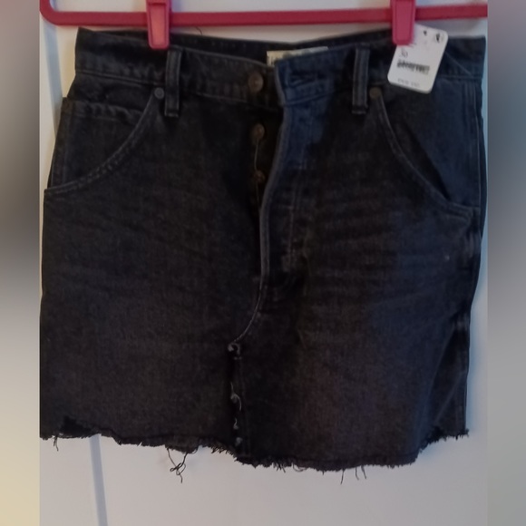 SALE!! NWT Free People Brea Cut Off Denim Mini Skirt in Faded Black - Picture 5 of 6